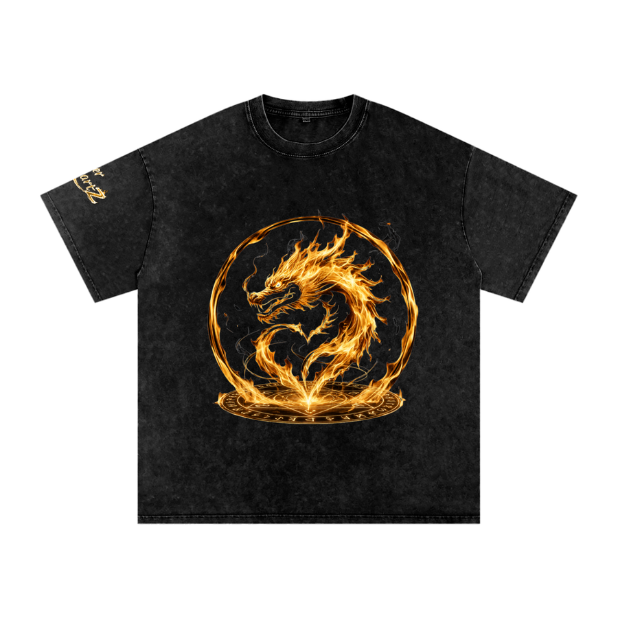 HeartZ on Fire Snow Washed Oversized Tee